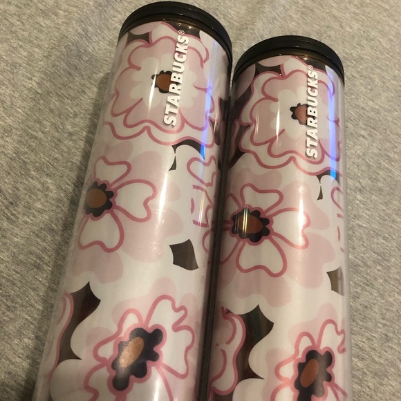 Starbucks Other - Pink Floral Starbucks Plastic Travel Cups